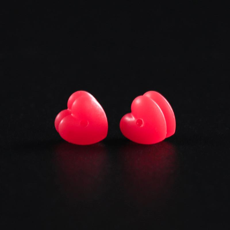 Resin double heart and ear plug classic red