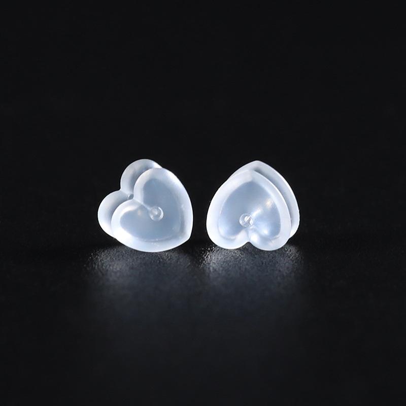 Resin double heart and ear plug transparent color