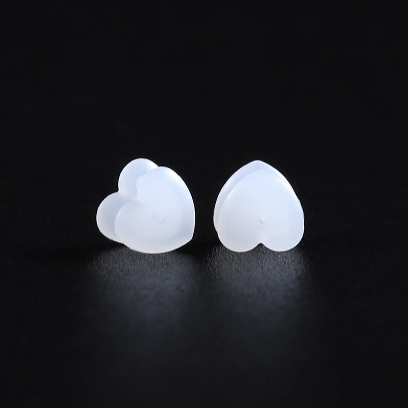 Resin double heart and ear plug Milky White