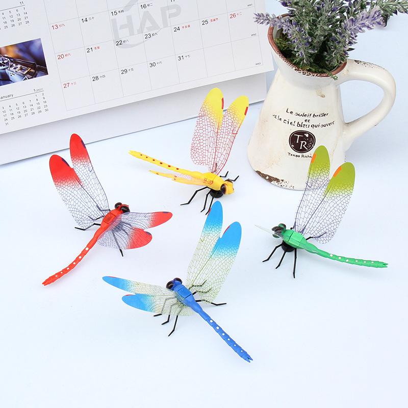14cm simulation Dragonfly color Dragonfly plug-in garden decoration crafts creative refrigerator stickers
