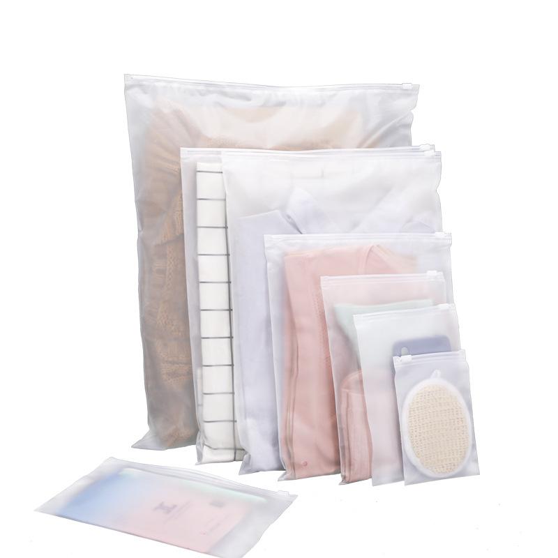 pe frosted zipper bag socks underwear clothes transparent packaging bag plastic storage zip bag clothing zipper bag thumbnail 5