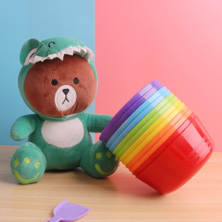 Cross-border rainbow color creative children's new plastic bowl tableware snacks snacks noodles rice bowl portable easy to clean