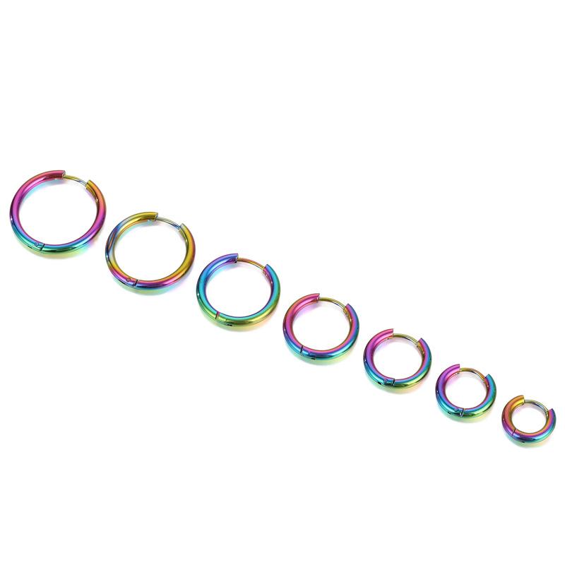 Titanium Steel stainless steel coil earrings fashion jewelry curved smooth titanium steel earrings round wire stainless steel circle earrings thumbnail 4