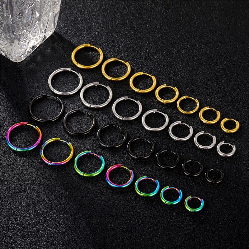 Titanium Steel stainless steel coil earrings fashion jewelry curved smooth titanium steel earrings round wire stainless steel circle earrings