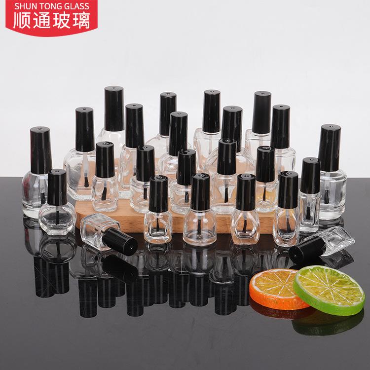 Xuzhou 5ml10ml15ml round square nail polish bottle transparent glass sub-bottle nail polish brush cover