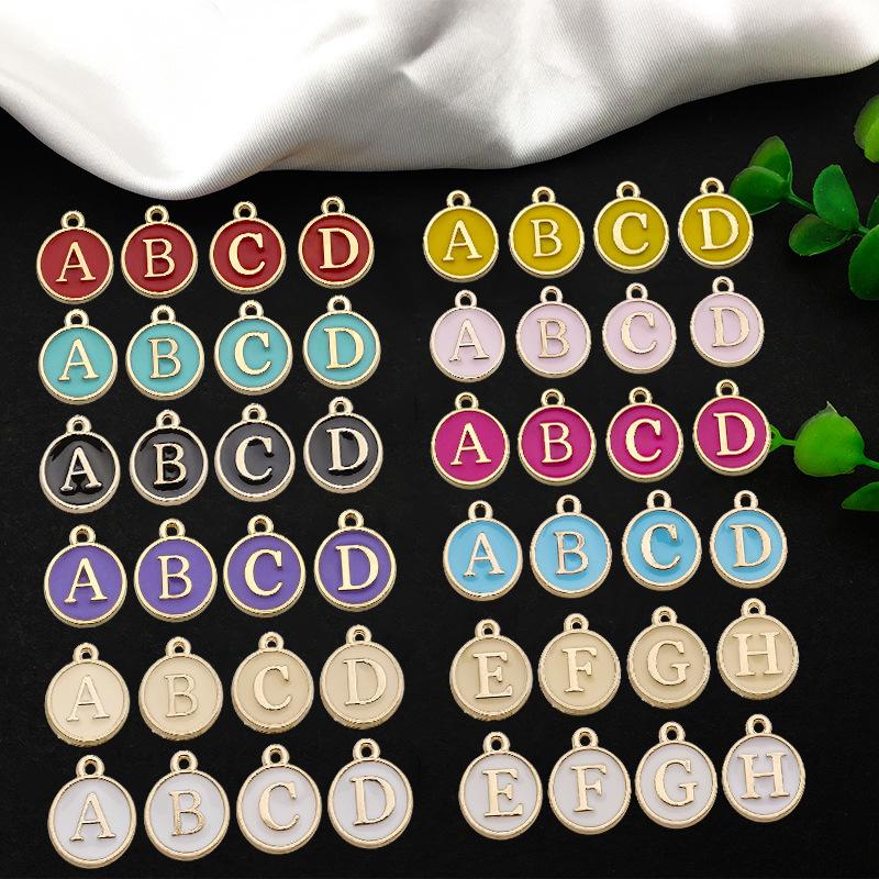 1 diy jewelry accessories double-sided oil drop bracelet earrings small pendant oil drop 26 English letter alloy pendant