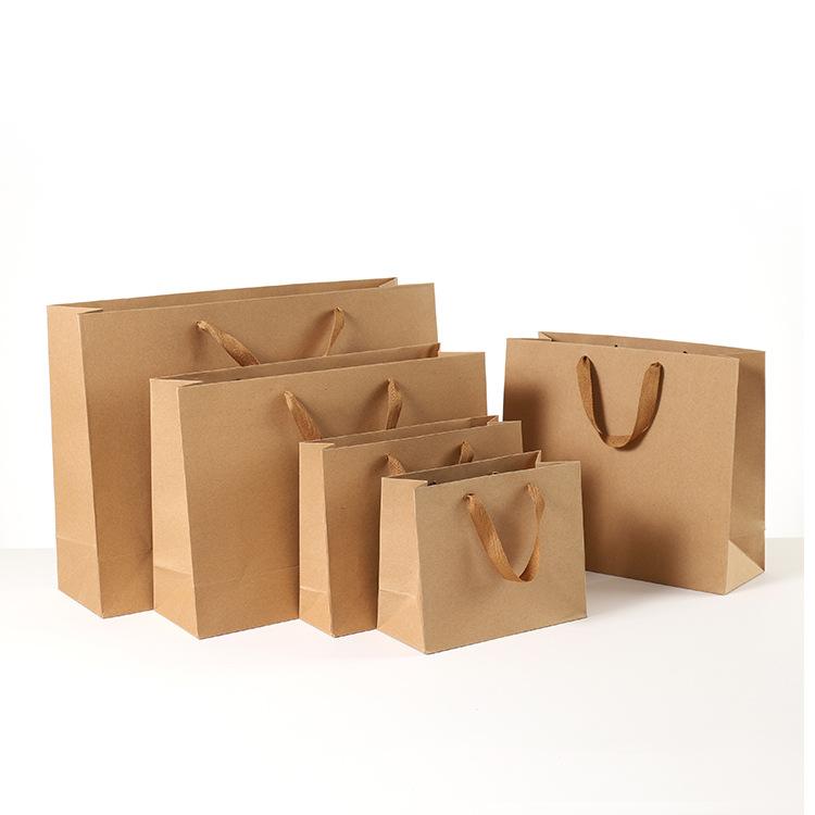 Horizontal Kraft Paper Bags in Stock Wholesale Clothing Bags Kraft Paper in Stock Handbags Gift Bags Available thumbnail 4