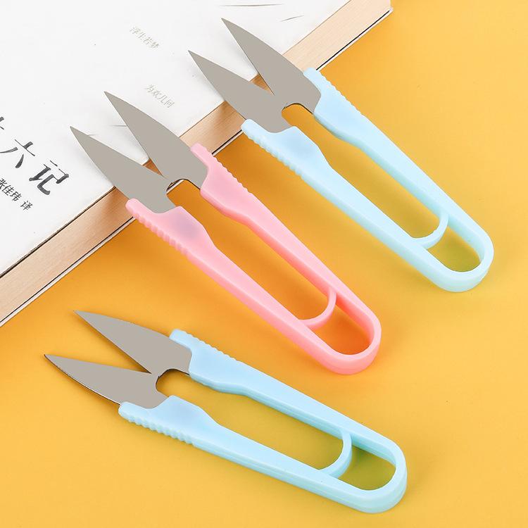 Household Colorfulful U-Shaped Small Scissors Manufacturer Cross-Stitch Spring Yarn Cutter Thread Scissors Individually Packaged Tailor Yarn Scissors