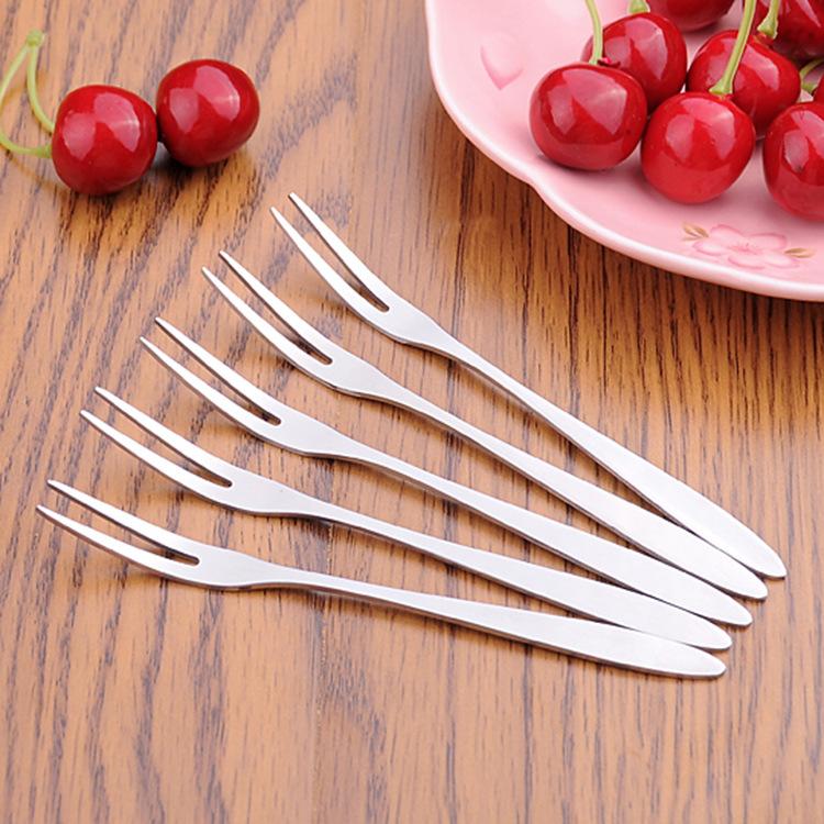 Stainless Steel Fruit Fork\Fashionable Fruit Pick\Dessert Mooncake Cake Fork Snack Knife and Fork Two-Tooth Fruit Fork