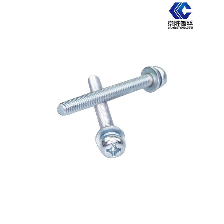 GB9074.4 galvanized large pan head three combination screw-big round head flat spring pad combination screw-M2M3M4M5M6