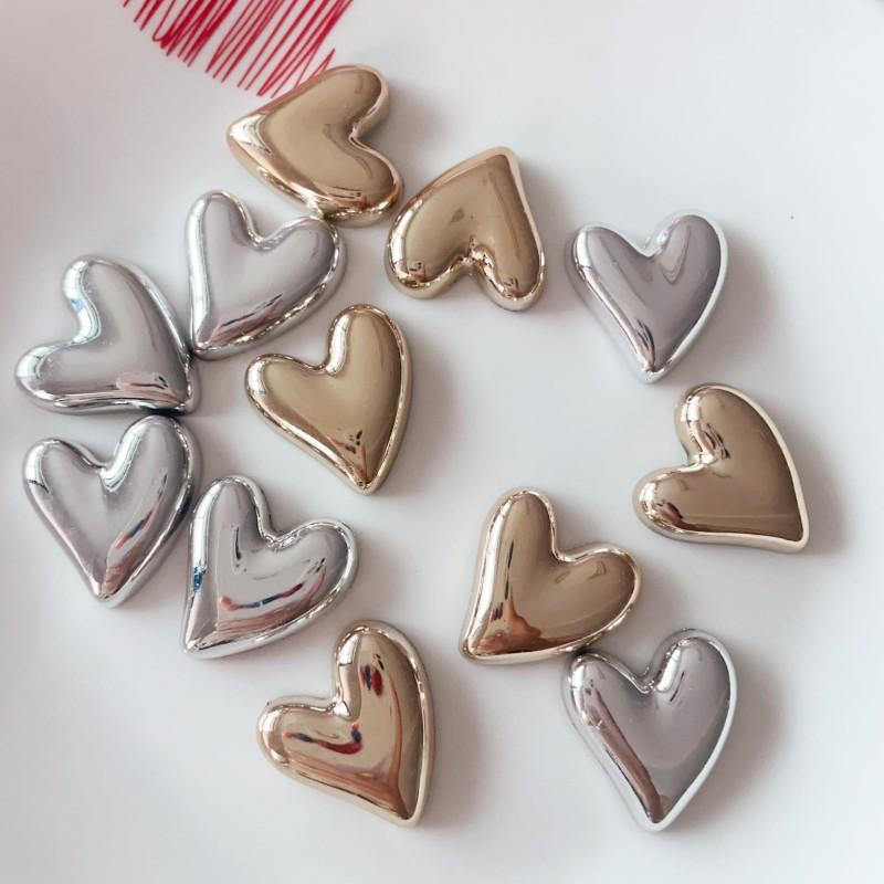 Metal electroplating love resin accessories diy mobile phone shell accessories material peach heart thumbnail 3