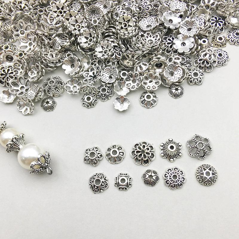 1 new ancient silver alloy simulation hollow flower flower hat pendant pendant diy jewelry accessories