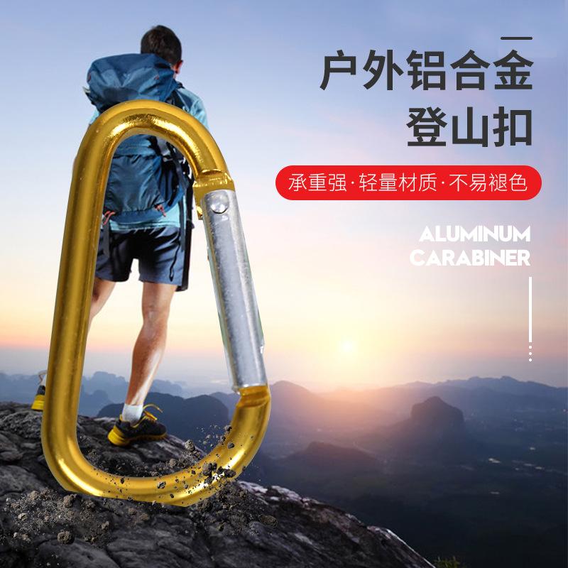 Aluminum Alloy D Type 5 # Quick-Hook Buckle Outdoor Multi-Functional Carabiner Equipment Hook Key Chain Small Buckle Water Bottle Buckle