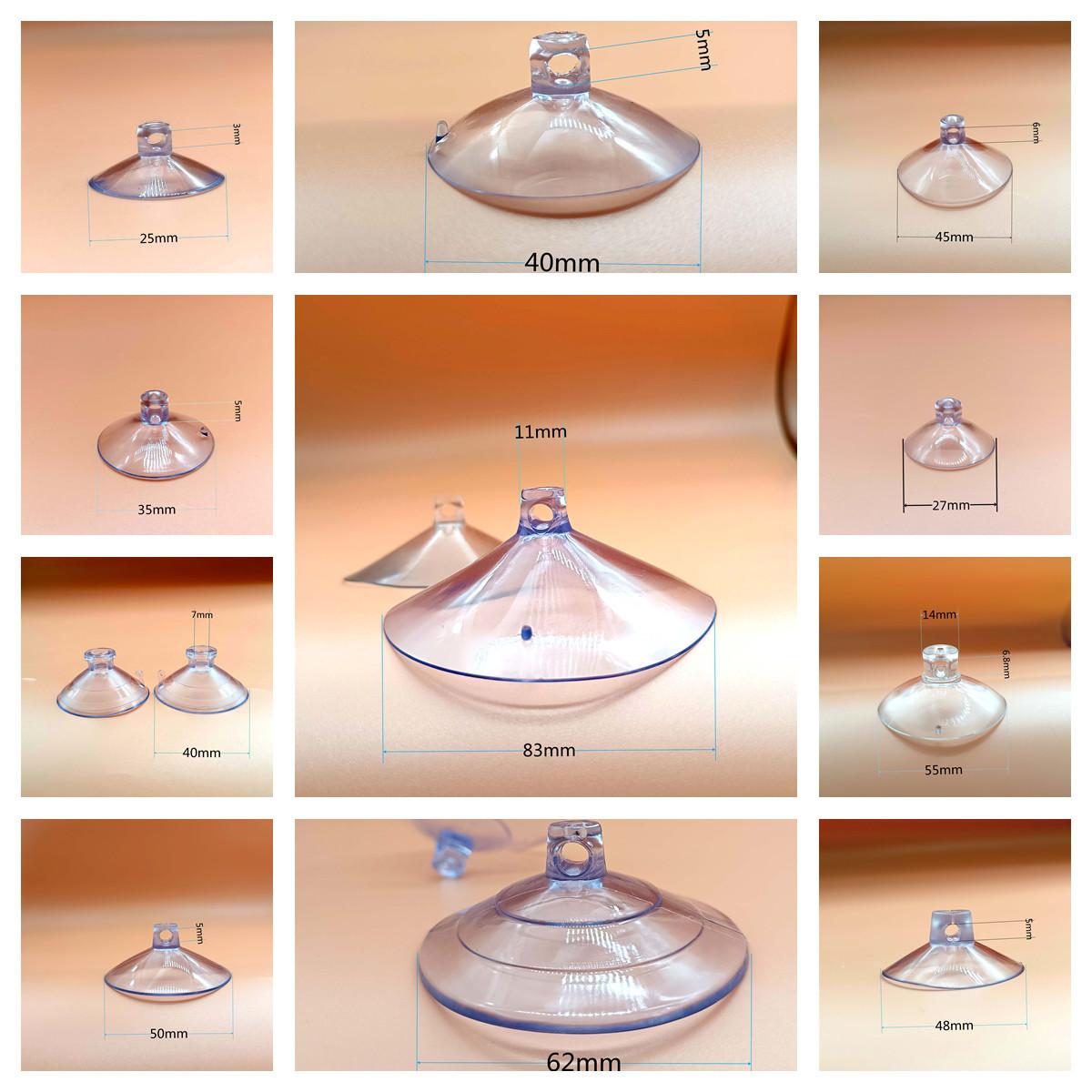 Factory spot 25-80mm horizontal hole suction cup pvc transparent perforated suction cup doll suction cup wear rope tpr silicone