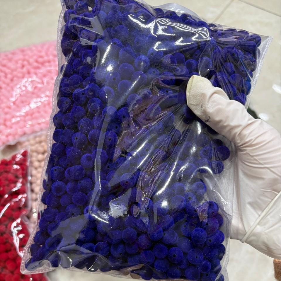 Flocking round beads perforated beads jewelry accessories fur ball thumbnail 4