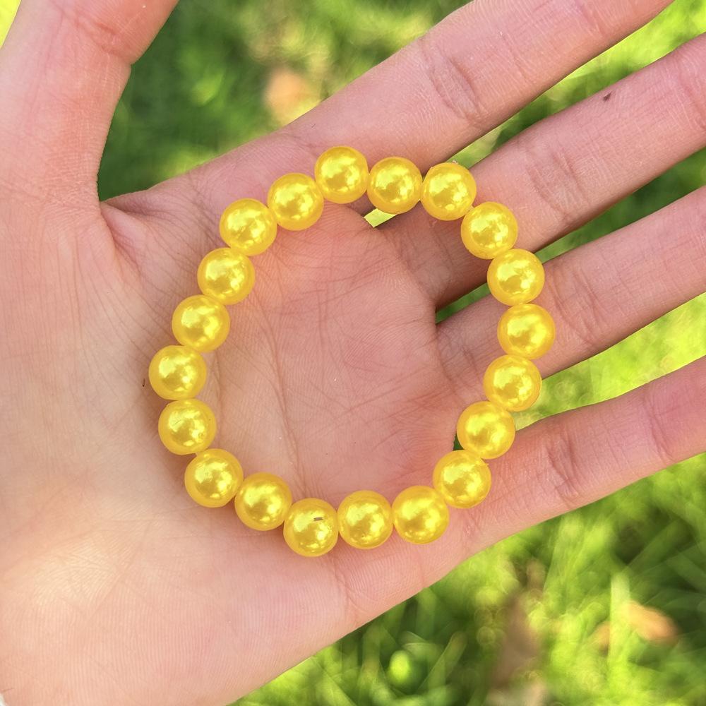 8mm bright yellow plastic pearl bracelet [default 20 pieces]