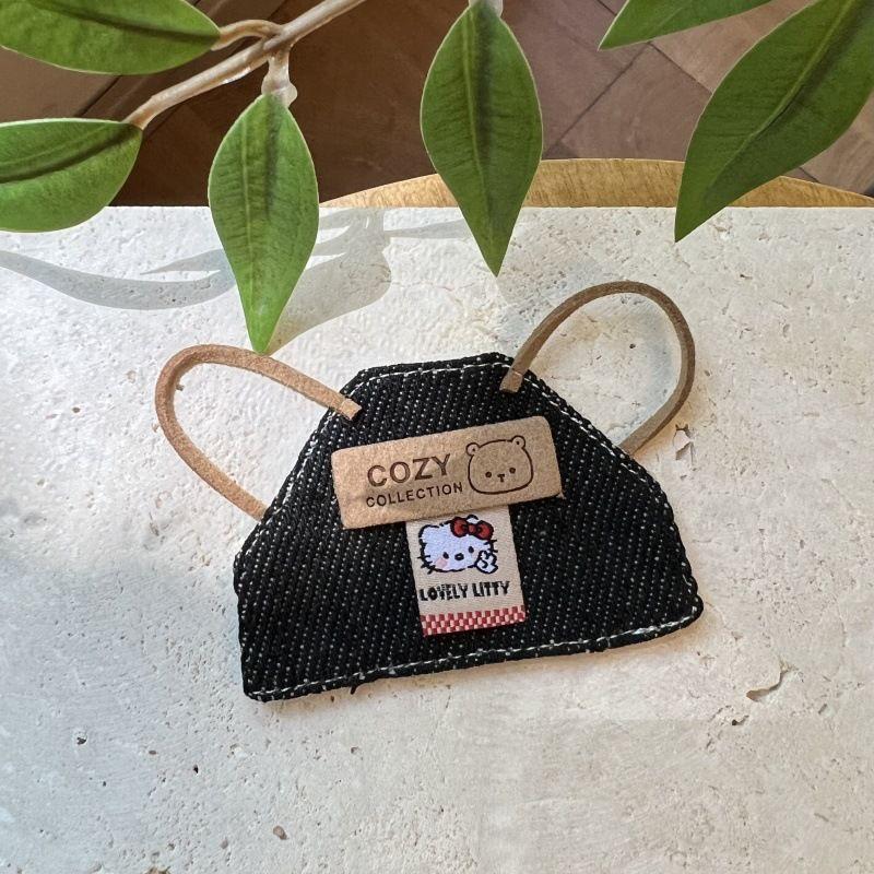 Kt bear logo black denim apron