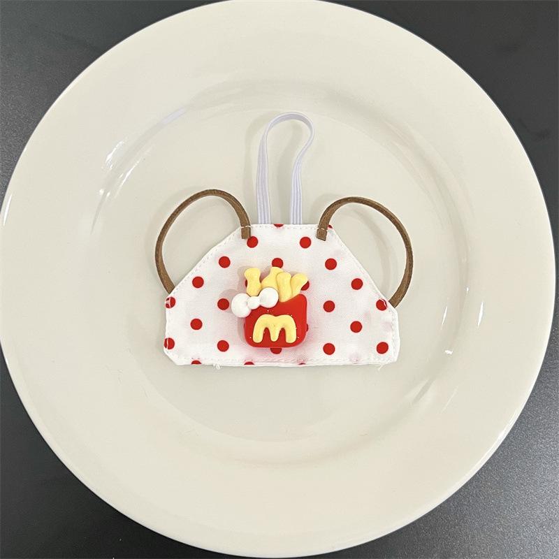 Elastic cord - french fries red polka dot apron