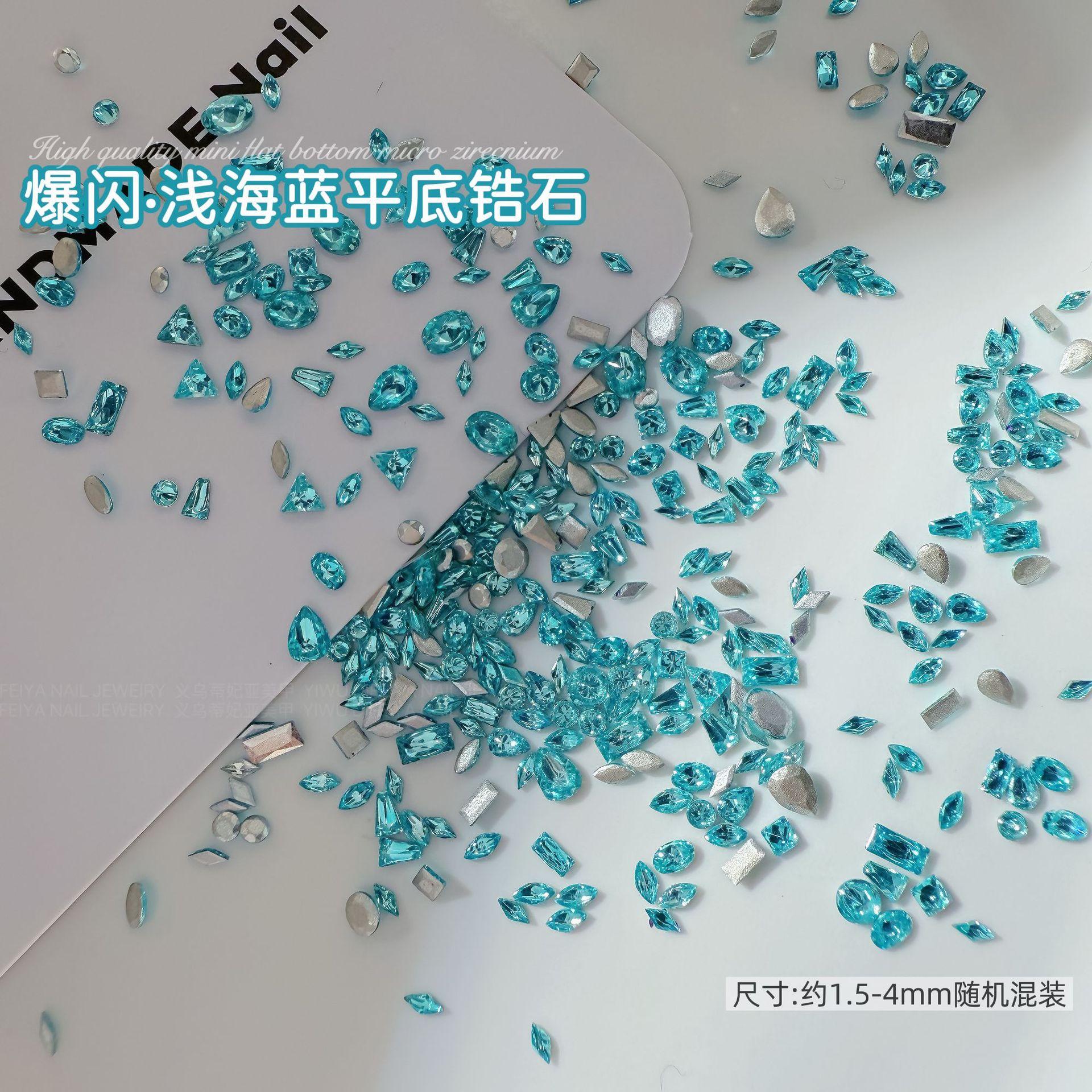 Light sea blue flat bottom beveled zircon mixed