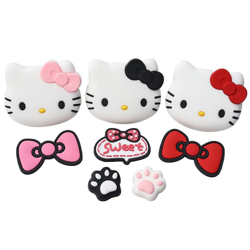 Large Black Kt Cat Head Soft Rubber Accessories diy Mobile Phone Case Water Cup Refrigerator Sticker Hole Shoe Buckle Storage Box Decoration thumbnail 5