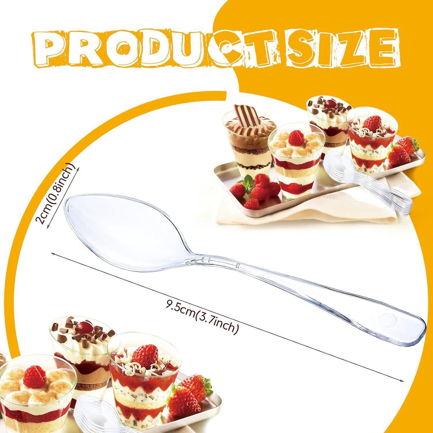 9.5cm Sundae Ice Cream Tasting Flat-Head Pudding Plastic Disposable Ps Hard Plastic Mini Fork and Spoon Dessert thumbnail 4