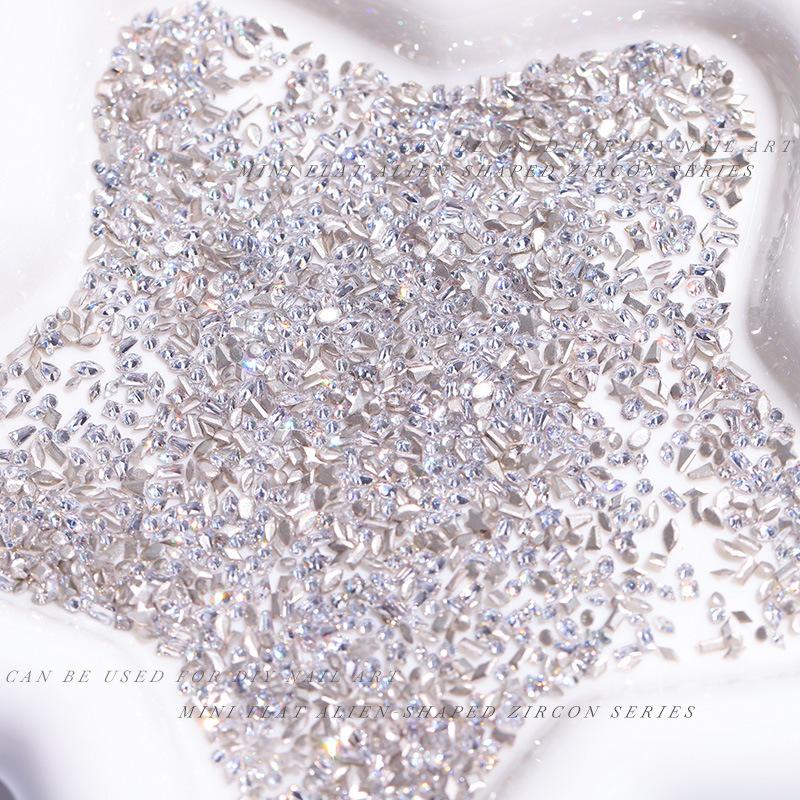 Super Flash White Mini Inverted Edge Zircon Special-Shaped Flats Bottom Diamond DIY Wearable Nail Jewelry Accessories Nail Jewelry Wholesale thumbnail 3