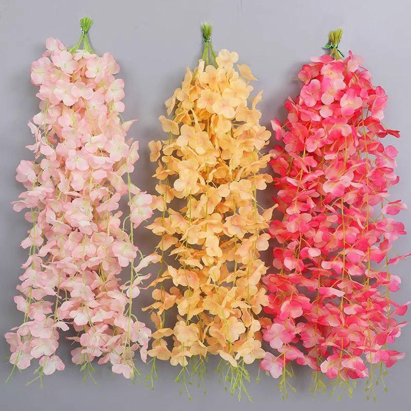 Simulation wisteria flower wall hanging violet flower string interior decoration shopping mall ceiling layout encryption silk cloth bean flower rattan thumbnail 4