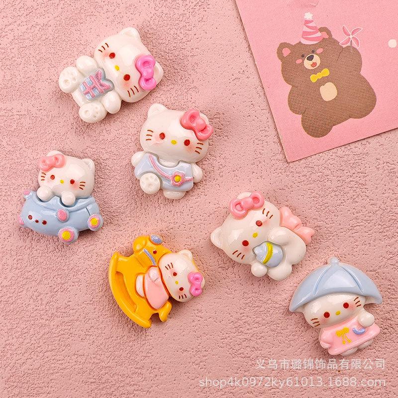 New cartoon riding horse kitten resin accessories DIY bright hair clip material hole shoes clothing accessories thumbnail 3