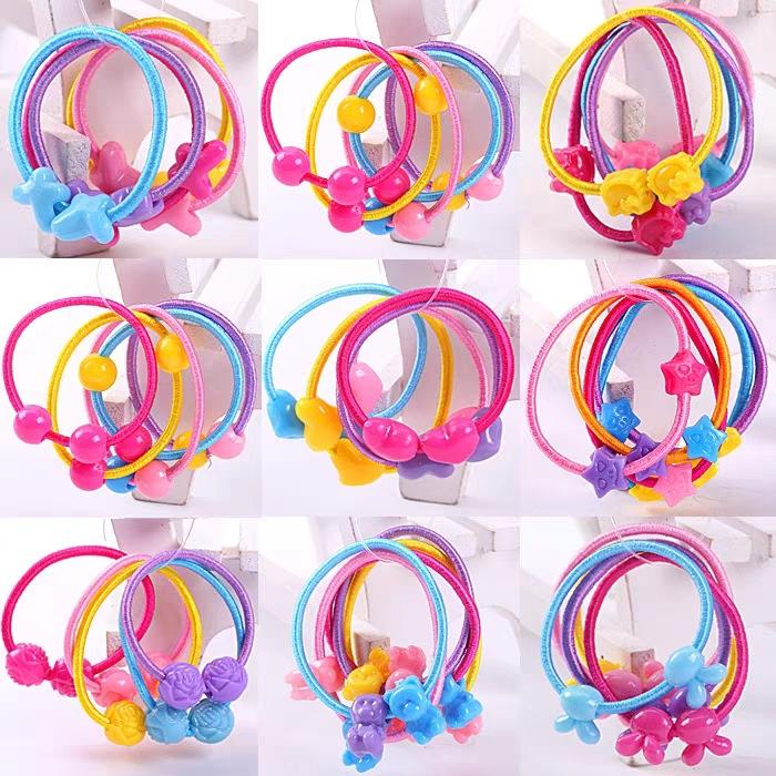 The new Korean version of children's rubber band children's hair ring candy color cartoon children's hair rope hair accessories 2 yuan shop jewelry wholesale