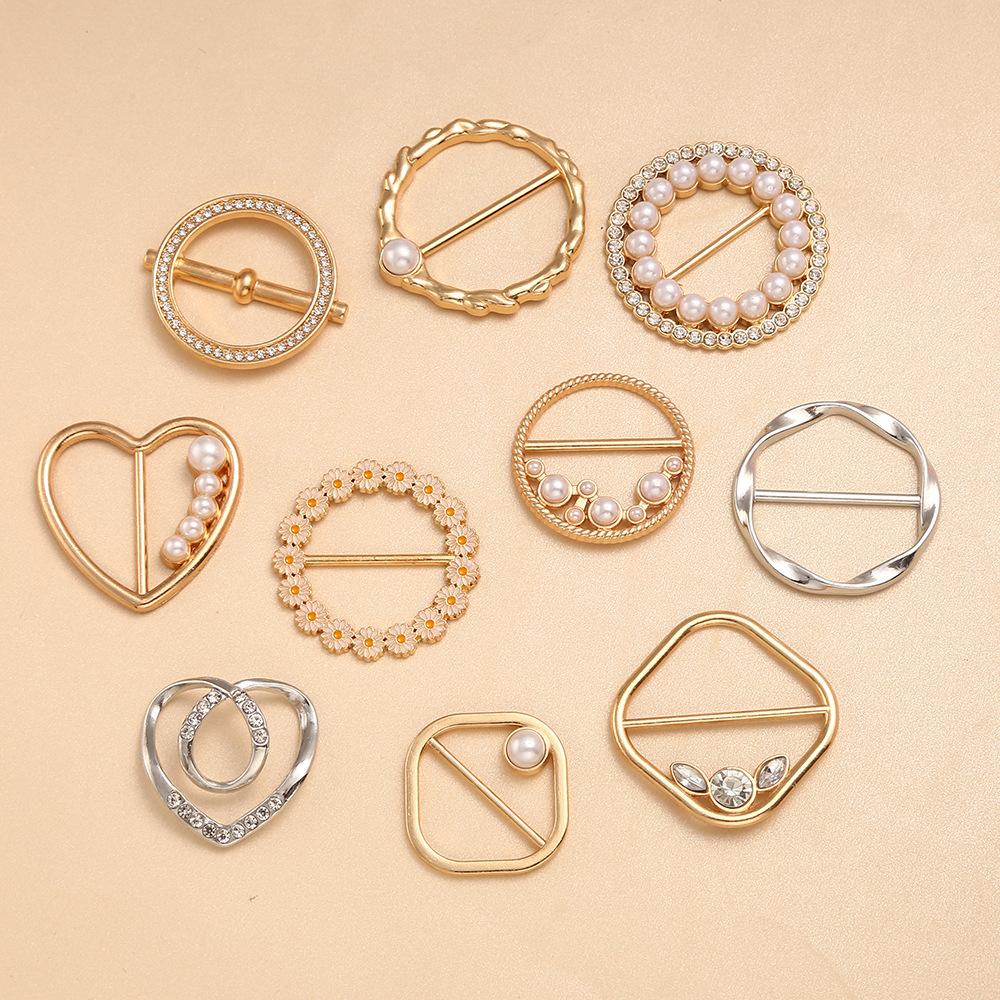 in stock high-grade special-shaped clothing corner three-block buckle shirt T-shirt hem fixed knotted silk towel buckle jewelry accessories wholesale