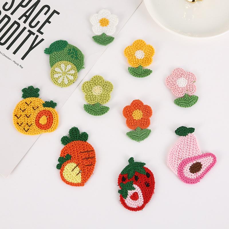 Japanese and Korean Knitted Fruit Wool Hairpin Accessories Cartoon Shoes and Hats Children's diy Knitted Material Accessories in Stock