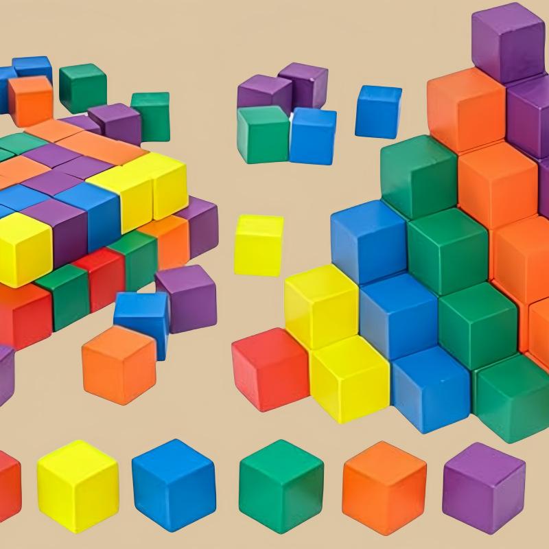 Colorful Wooden Small Square Cube Wooden Block Model Cube Geometric Figure Kidsren's Teaching Building Block Toys
