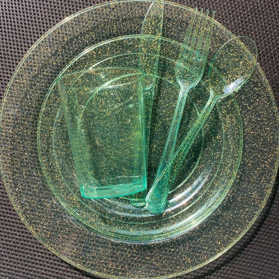 Transparent light green + gold powder / Knife