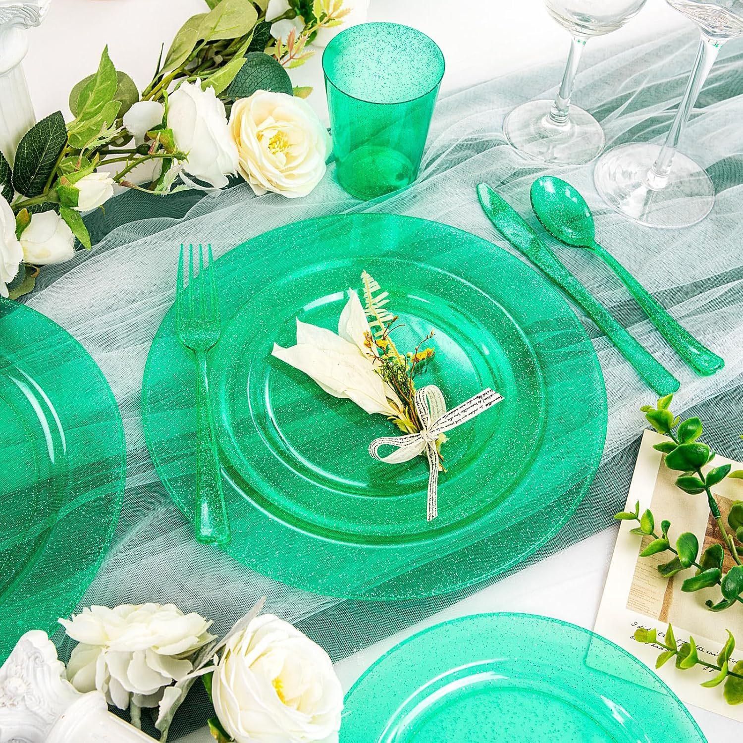 Transparent green + silver powder / Knife