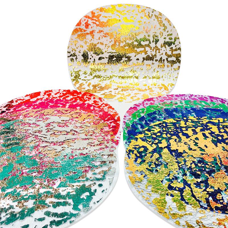 Disposable Golden Placemat Metal Round Gold Foil Mesh Mesh Table Mat Placemat Amazon in stock Wholesale thumbnail 3