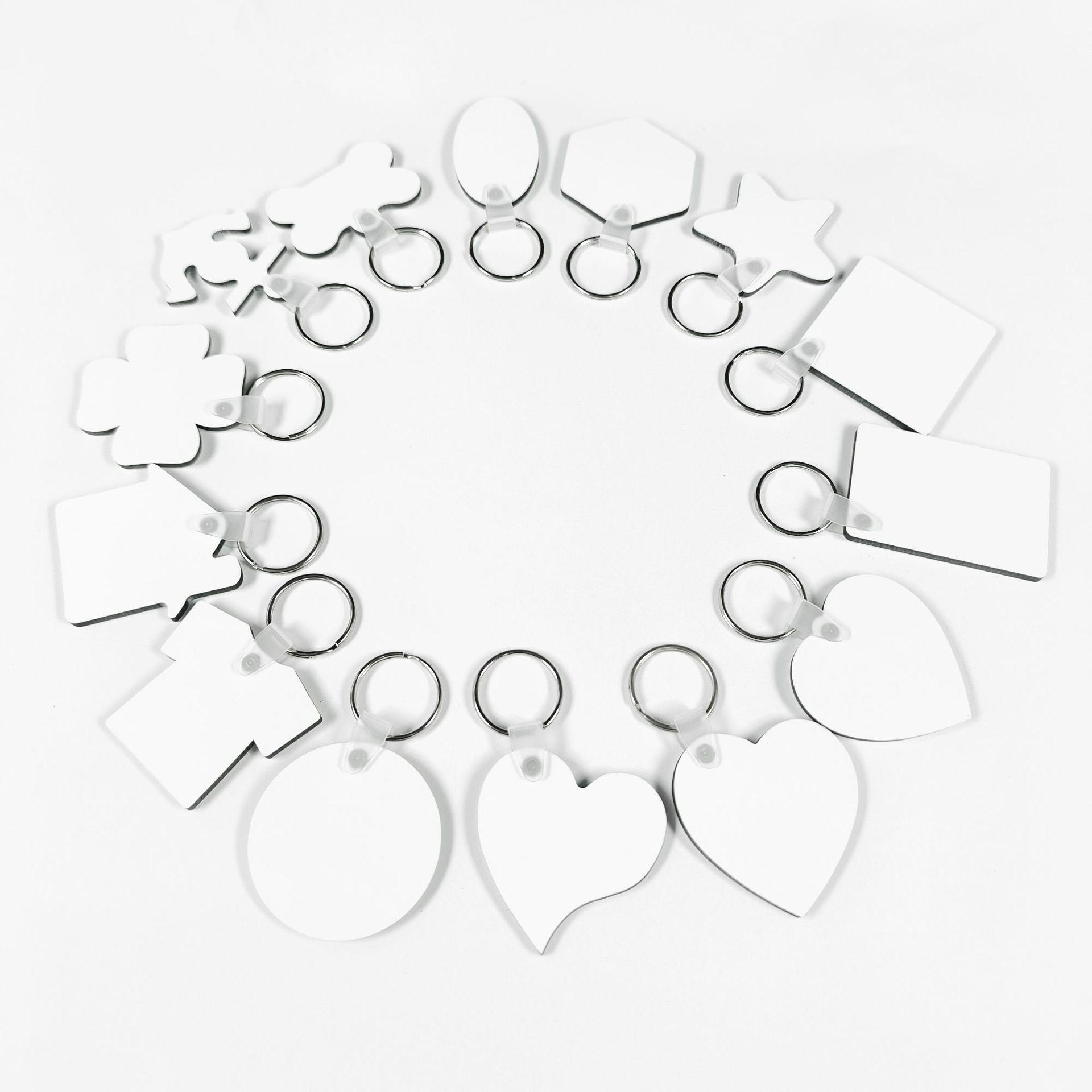 Sublimation heat transfer mdf double-sided blank key chain pendant creative various shapes key chain gift
