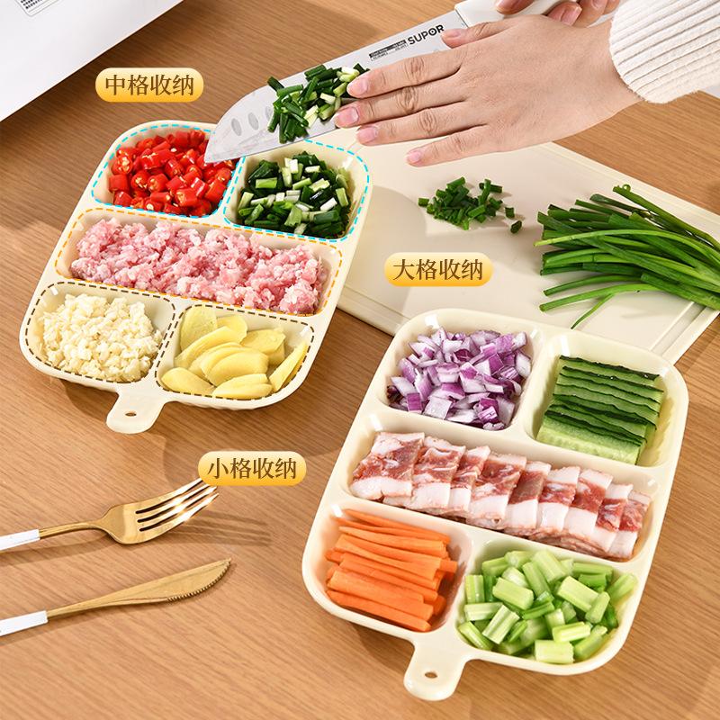 Dish Preparation Plate Hot Pot Flavor Dish Dipping Ingredients with Scallion, Ginger and Garlic Kitchen Dish Plate Fruit Snack Storage Plate Multi-function