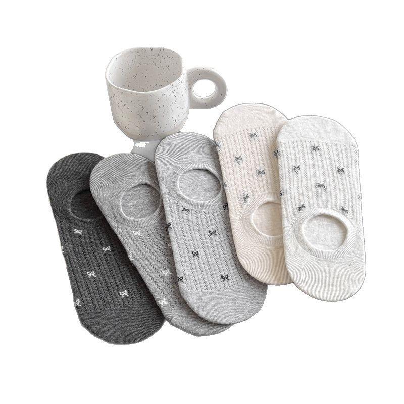 2025 Trending Spring and Summer Mesh Bow Invisible Socks Seamless Versatile Korean Style Dongdaemun Non-Slip Boat Socks Thin Cotton thumbnail 5