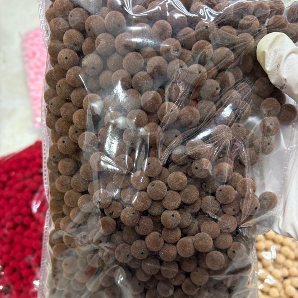 Flocking round beads perforated beads jewelry accessories fur ball thumbnail 2