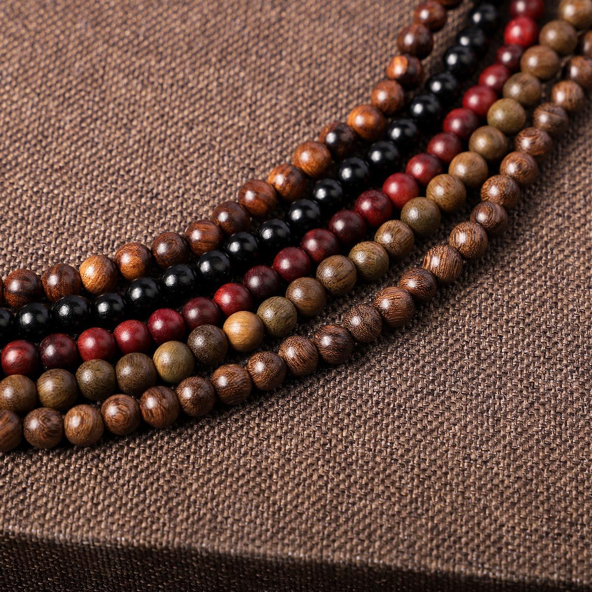 Loose Sandalwood Beads 108 Pieces, Round Beads, Green Sandalwood, Black Sandalwood, Blood Sandalwood, Golden Sandalwood, High Oil Wood Bracelet Beads DIY thumbnail 2