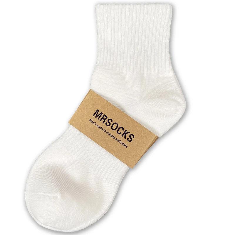 100% Pure Cotton Xinjiang Cotton Socks, Men's and Women's Sports Socks, Black and White Solid Color, Spring and Autumn, All-Season, Student Couple Anti-Odor Short Socks thumbnail 5