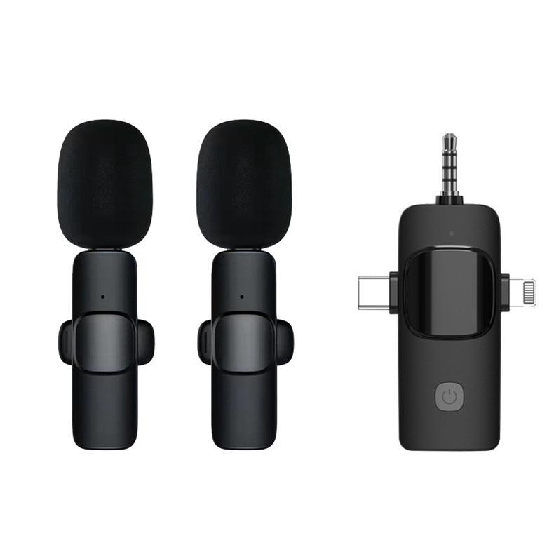 K15 Three-In-One Wireless Lavalier Microphone One-To-Two Mobile Live Streaming Equipment Wireless Lavalier Microphone