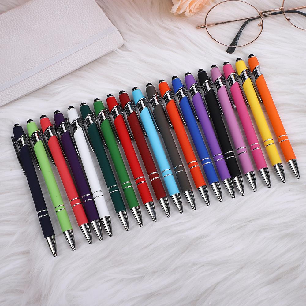 Aluminum rod spray glue beautiful pole pen multi-color touch screen touch ball pen business gift pen can be printed logo wholesale
