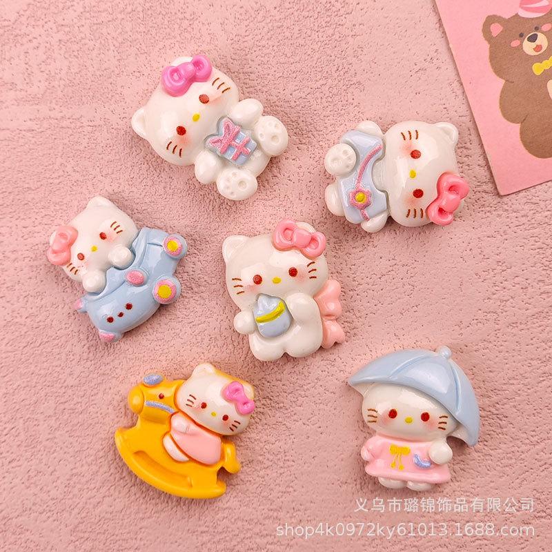 New cartoon riding horse kitten resin accessories DIY bright hair clip material hole shoes clothing accessories thumbnail 4