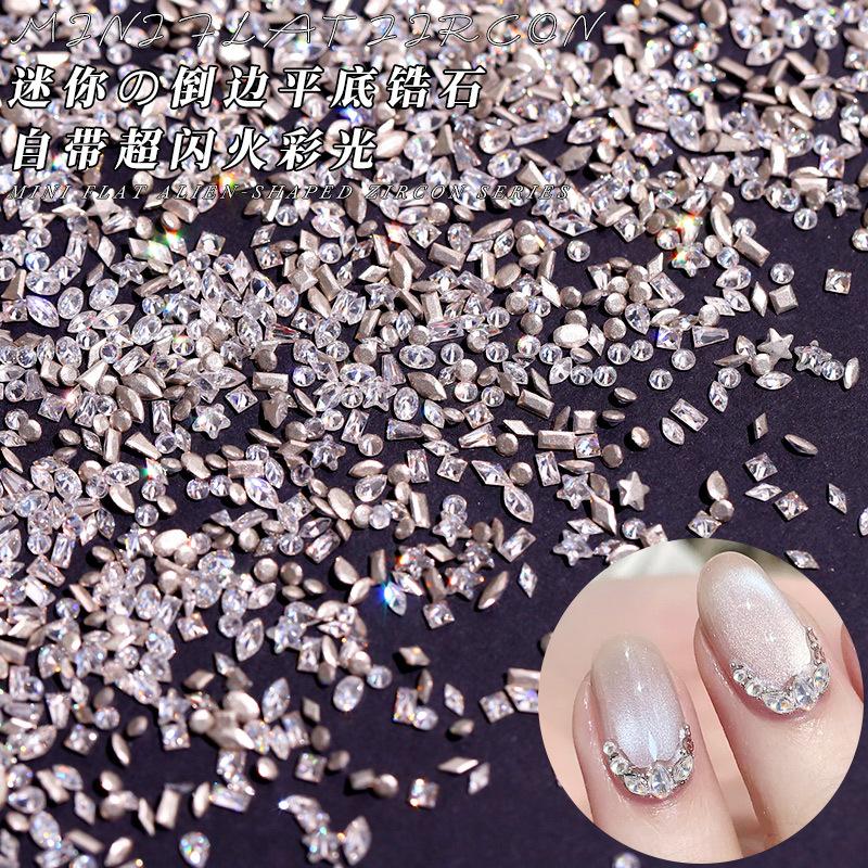 Super Flash White Mini Inverted Edge Zircon Special-Shaped Flats Bottom Diamond DIY Wearable Nail Jewelry Accessories Nail Jewelry Wholesale thumbnail 2