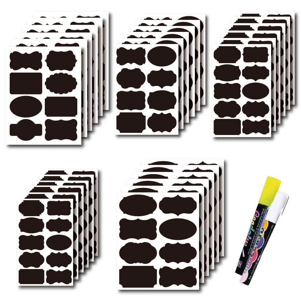 Hot sale cross-border supply special-shaped stickers blackboard stickers self-adhesive label pvc waterproof erasable self-adhesive seasoning jar label