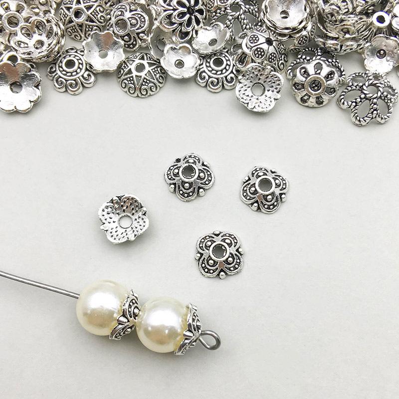 1 ancient silver cherry blossom cap 8*8mm-0.3g-16316