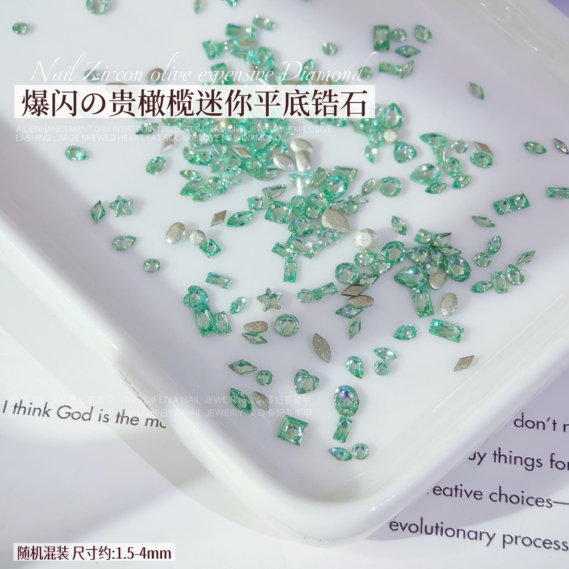 Expensive olive flat bottom chamfered zircon mixed