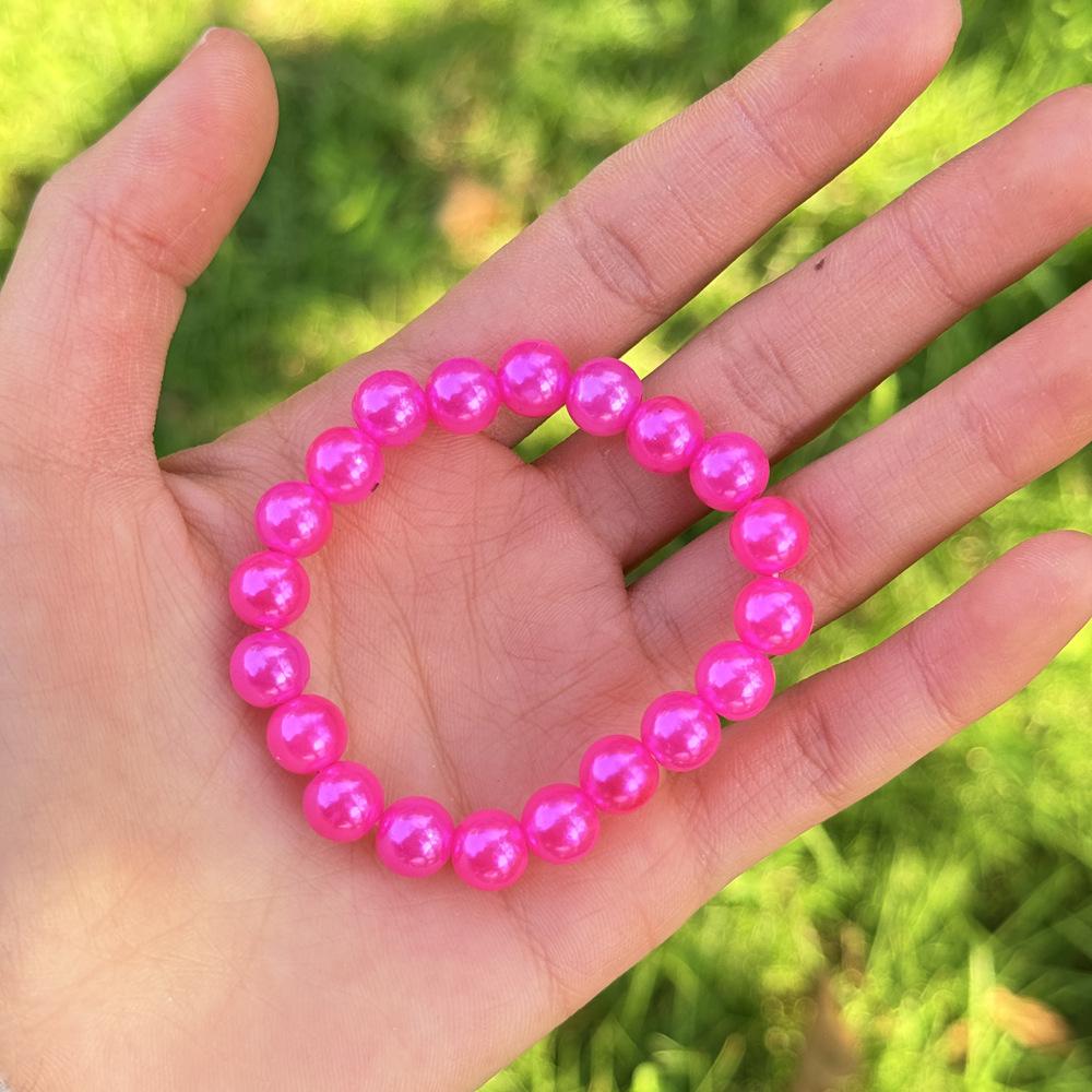 8mm rose red plastic pearl bracelet [default 20 pieces]