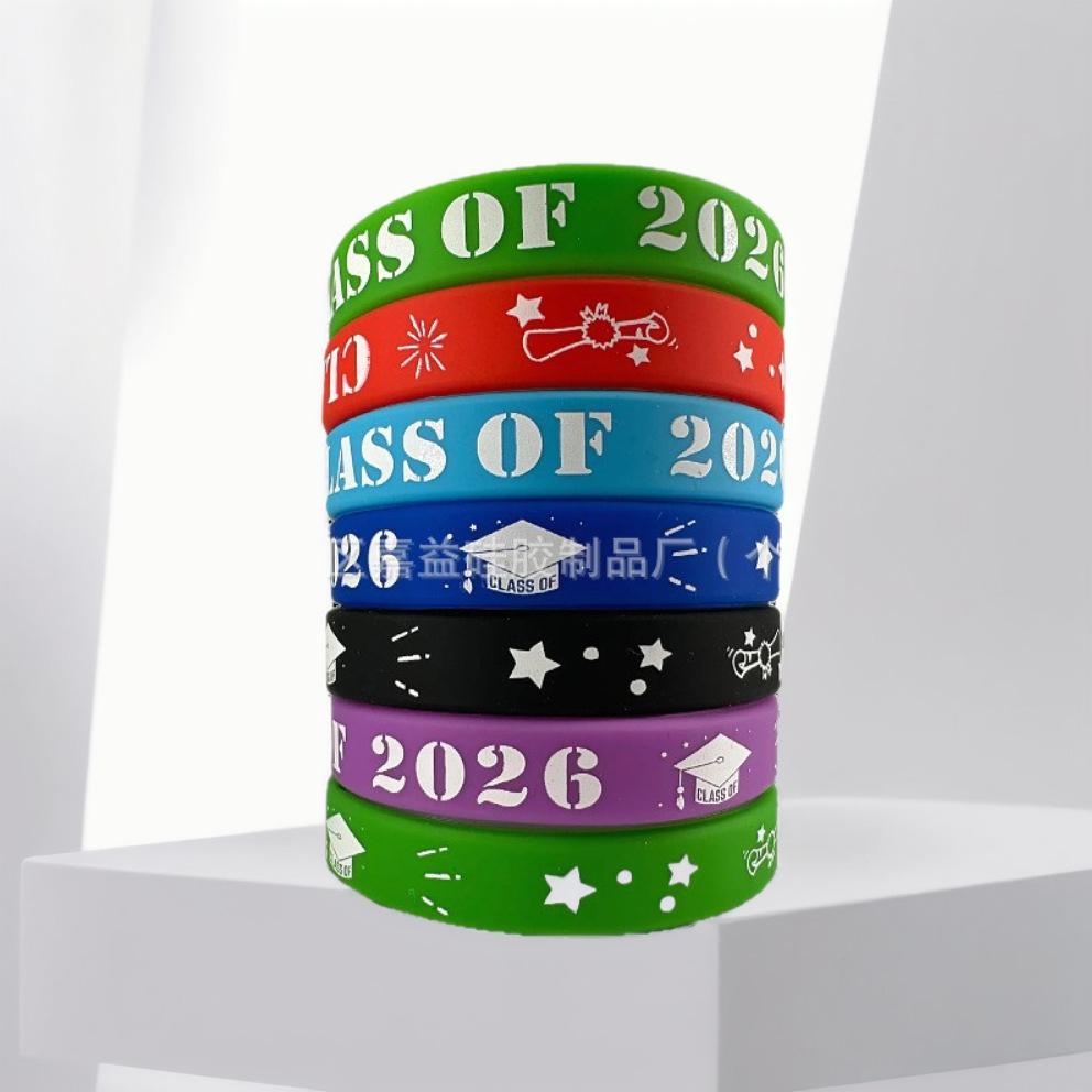 Cross-Border In-Stock Class of 2026 Graduation Season Silicone Bracelets European and American Student Themed Party Multi-Color Wristbands thumbnail 5